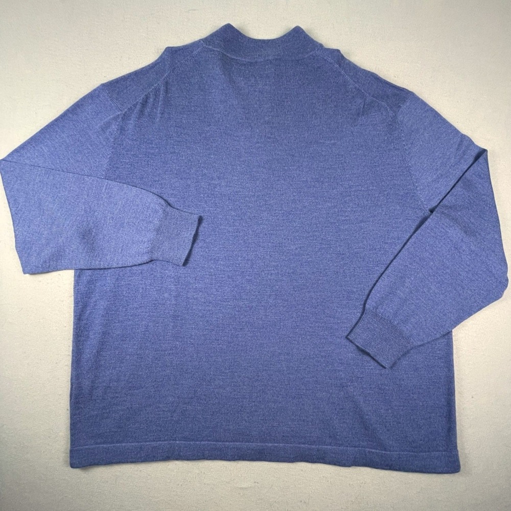 Joseph Abboud Sweater Mens 3X Blue Extra Fine Merino Wool Quarter Zip Classic - Picture 10 of 10